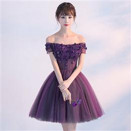 Picture of Pretty Purple Off Shoulder Homecoming Dresses , Short Prom Dresses